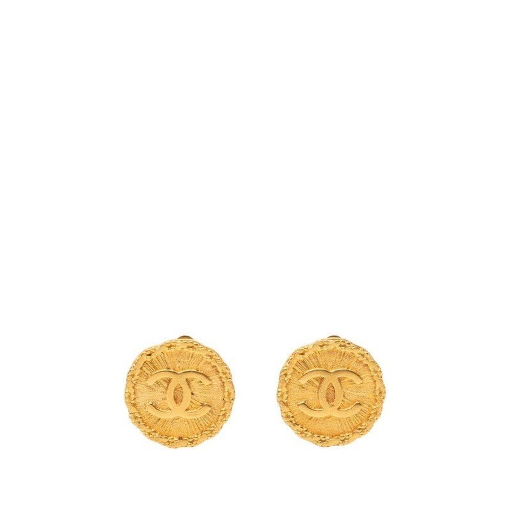 Chanel CC Logo Vintage 95A Gold Plated Clip-On Earrings